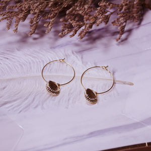 Dangling Seashell Hoops In Gold