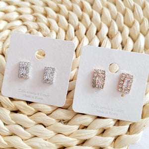 Vertical Rectangular Zirconia Earrings