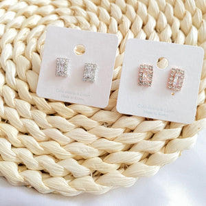 Vertical Rectangular Zirconia Earrings