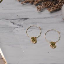 Load image into Gallery viewer, Dangling Seashell Hoops In Gold