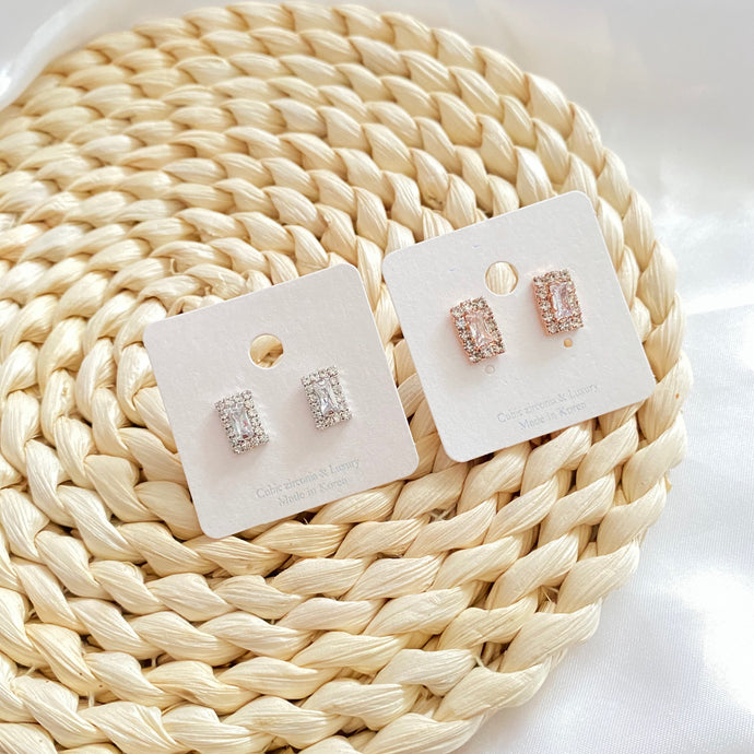 Vertical Rectangular Zirconia Earrings