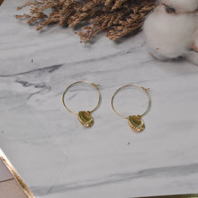 Load image into Gallery viewer, Dangling Seashell Hoops In Gold